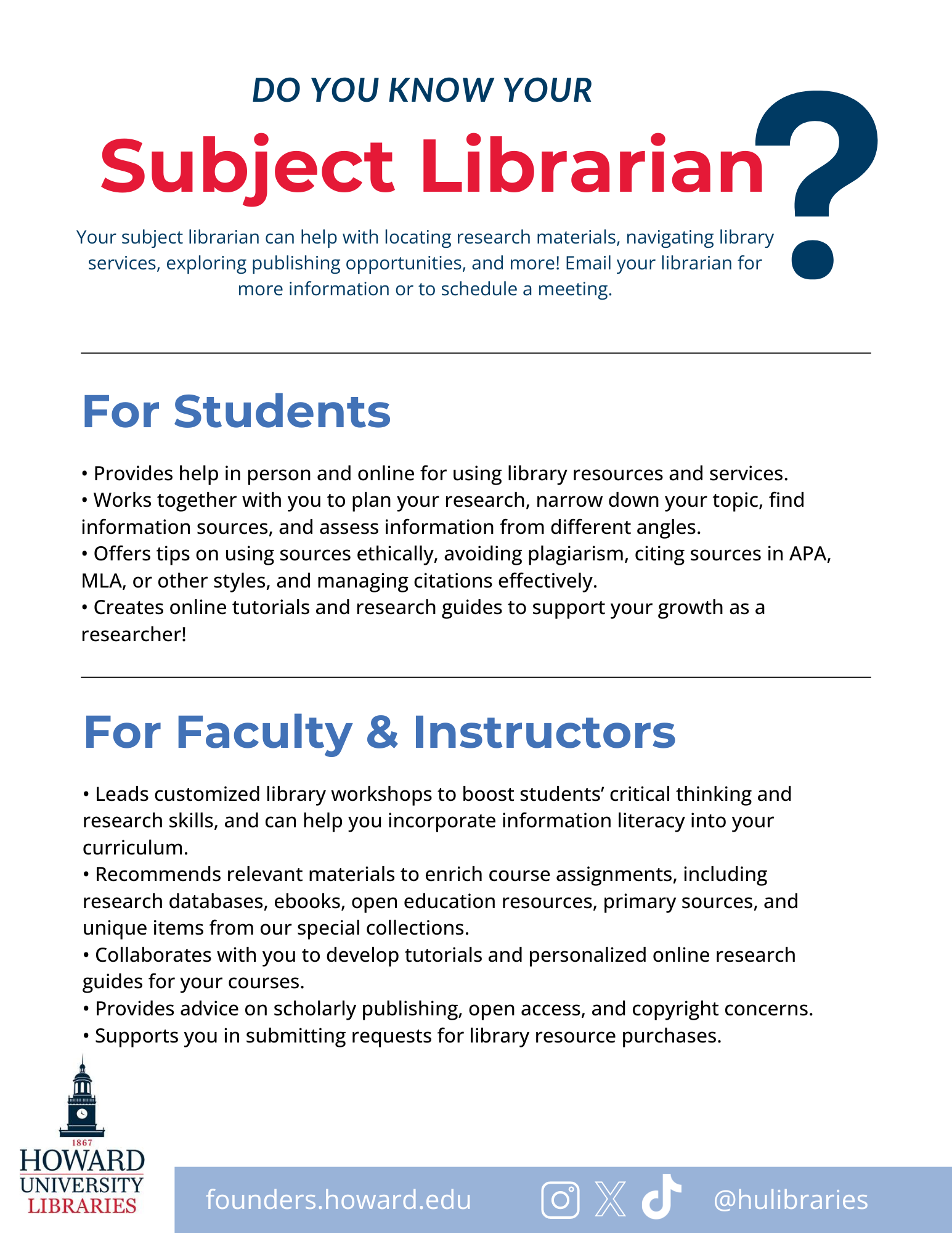 Page 1 of Subject Librarians Image