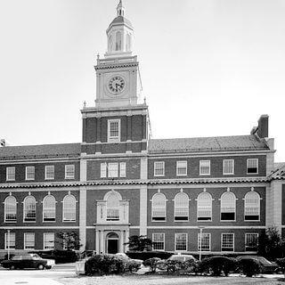 black and white photo of founders library