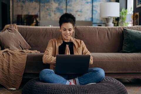 student doing research at home