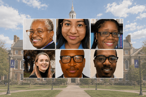 Howard University Librarians with Founders in the background